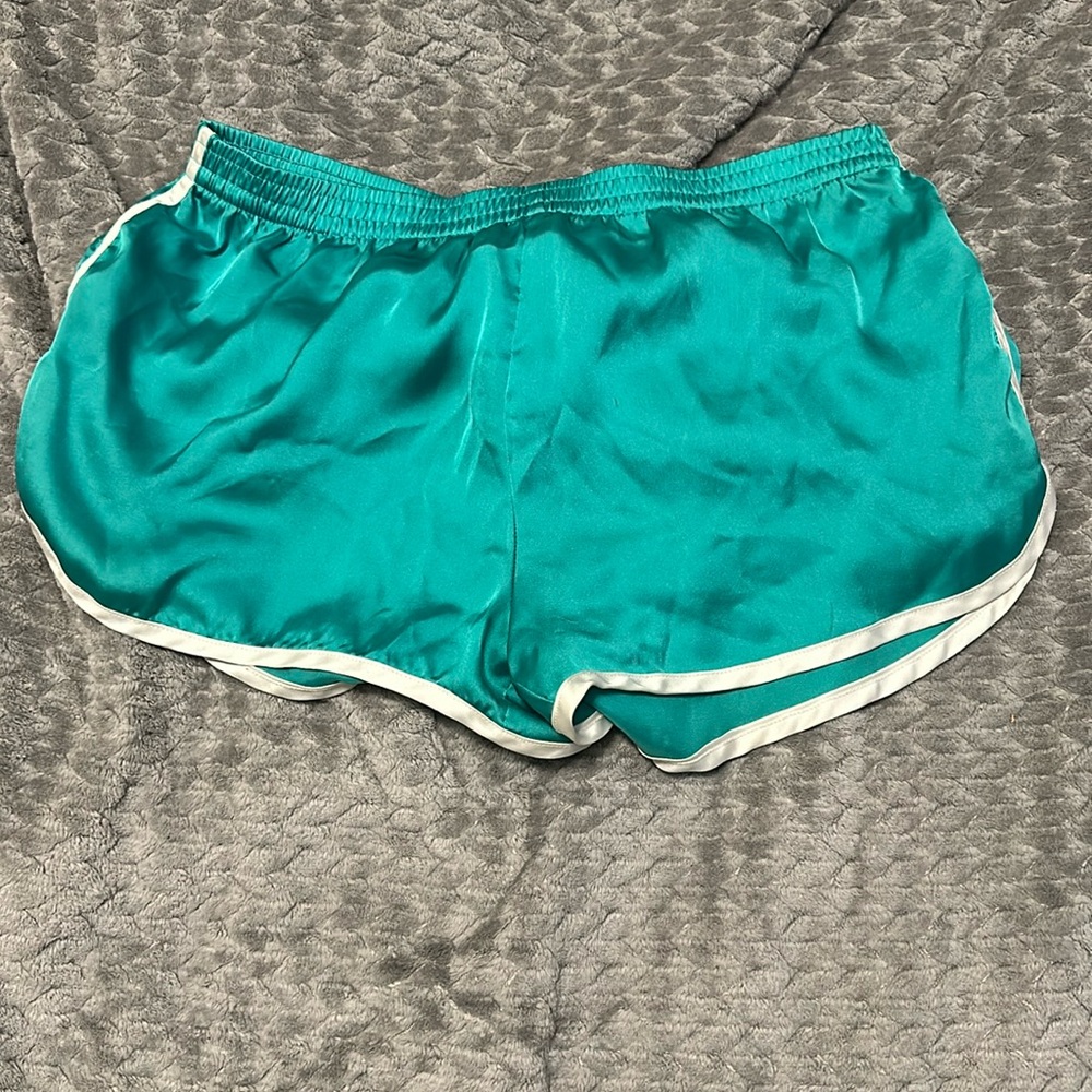 Mint green satin pajama shorts size M